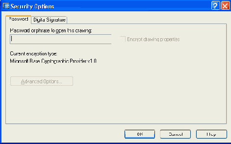   Security Options  Password