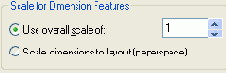 Область Scale for Dimension Features