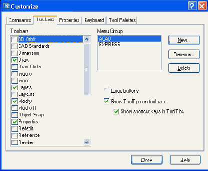   Customize ( Toolbars)