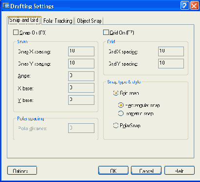   Drafting Settings  Snap and Grid