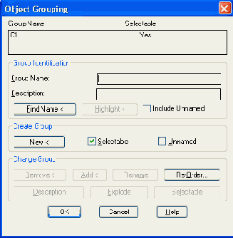 Диалоговое окно Object Grouping