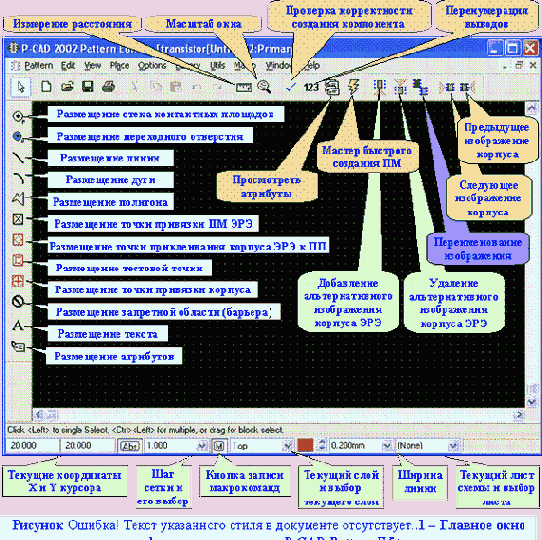 Запуск редактора P-CAD Pattern Editor