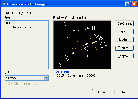   Dimension Style Manager 