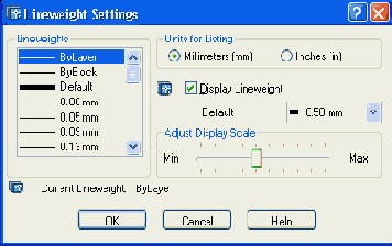   Lineweight Settings