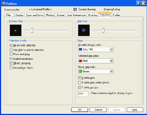   Options  Selection